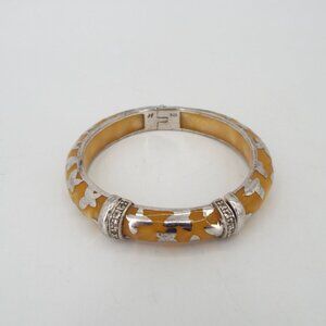 Angelique de Paris 925 Sterling Resin CZ Hinged Bangle Bracelet